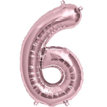 Imagem de Bexiga Balão Metalizado 16 Polegadas 40cm Rosé Gold Número 6 - PB Fest