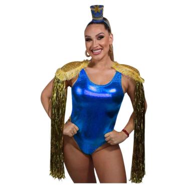 Imagem de Fantasia Paquita da Xuxa Festa Ploc Anos 90 Xou da Xuxa Anos 80 Retrô Flash Back Acessório Carnaval Bloquinho Look Azul