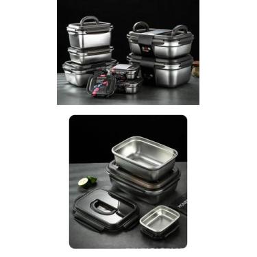 Imagem de Conjunto Potes De Aço 304 Inox Marmita Com Tampa De Vedação