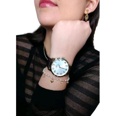 Imagem de Relógio Feminino Champion Original Pulseira de Couro Marrom A Prova Dá