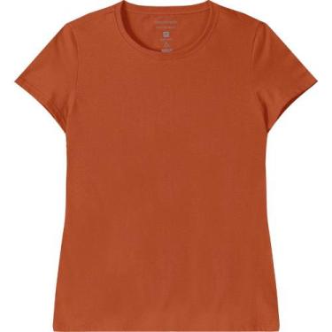 Imagem de Blusa Manga Curta T-Shirt Feminina Basicamente Ref. 90442, Marrom 123,