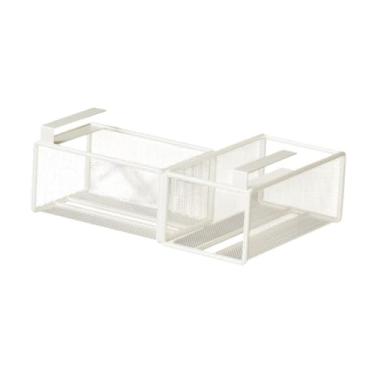 Imagem de WeiLaiKeQi Sob cesta de cesta de prateleira cesto de armazenamento fácil de instalar com cesta de arame de metal de rack de gabinete, para cozinha de mesa de, Branco