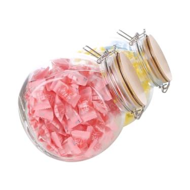 Imagem de KKC HOME ACCENTS Potes De Doces De Vidro Para Biscoitos Com Tampas Herméticas De Bambu, Potes De Doces De Vidro Selados A Vácuo Com Tampa Flip Para Doces, Biscoitos, Lanches, 68 Oz Fluidos, 2 Conjun
