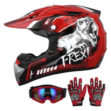 Imagem de Oumurs Capacete Dot Youth Dirt Bike Com Óculos E Luvas Para Crianças De 5 A 14 Anos, Capacete Infantil Atv Para Meninos E Meninas, Capacete De Quatro Rodas Para Crianças, Motocross Bmx Mx Utv Offroa