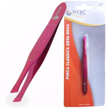 Imagem de Pinça Clássica Reta Rosa NYBC Beauty - Ponta reta e precisa para uma r