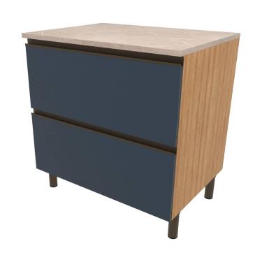 Imagem de Balcão Bartira Cristal em MDP com 2 Gavetões, 80cm de largura - Lâmina de Mel/Azul Royal