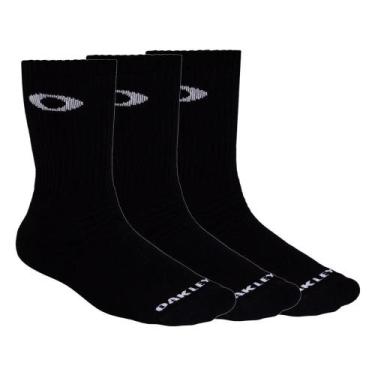 Imagem de Meias Oakley Cano Longo Essential Crew Sock 3 Pack, Blackout, 39-43