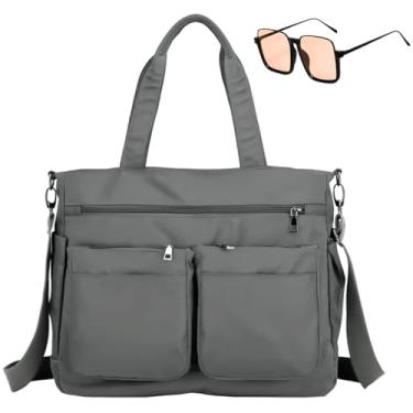 Imagem de Kit Bolsa Feminina De Ombro Grande + Óculos de Sol Laranja Vintage (CINZA)