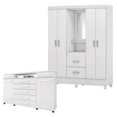 Imagem de Cômoda London E Guarda Roupa Casal Lord Branco Flex - Demóbile