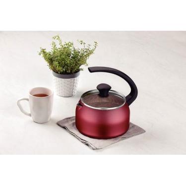 Imagem de Chaleira Tramontina 1,9 L Vermelha Alumínio Antiaderente, Vermelho, 19