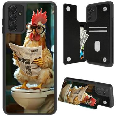 Imagem de DIGTIALL Capa carteira de frango com óculos para Samsung Galaxy S24 FE com suporte para cartão e proteção RFID para mulheres e homens, capa protetora à prova de choque para Samsung S24 FE