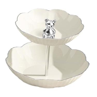 Imagem de Ｂｅｓｇａ Stand de cupcakes de sobremesa Servando suporte para cesta de frutas em camadas de alimentos de alimentos para pastel, White M 2 Tier