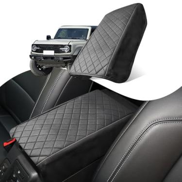 Imagem de nuoozy Capa de console central compatível com Ford Bronco 2021-2025 2/4 portas caixa de apoio de braço capa de almofada para console médio