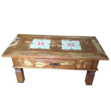 Imagem de Mesa de Centro Rústica Hoop em Madeira de Demolição - Cód 1571