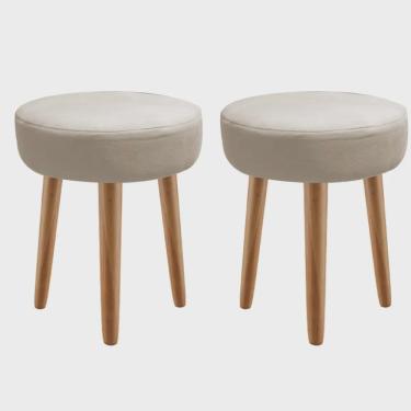 Imagem de Kit 02 Banqueta Alta Julia Industrial 55cm Pé Palito Caramelo Sintético Bege - Ahz Móveis