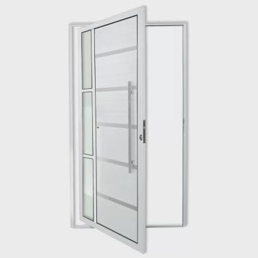 Imagem de Porta de Alumínio Pivotante Lambri 210x120cm com Puxador Miraggio Super Brimak