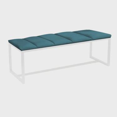 Imagem de Calçadeira Industrial Carla 90cm Solteiro Quarto Box Cama Ferro Branco Suede Azul Turquesa - Ahz Móveis