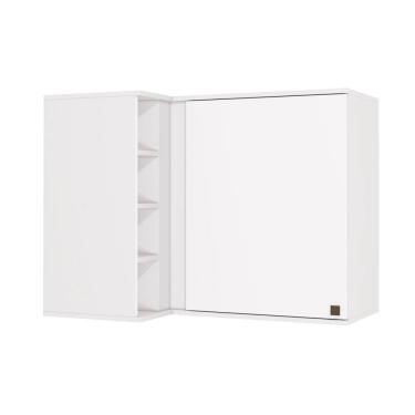 Imagem de Armário Aéreo de Canto Reto Celeste Kappesberg 100% mdf 1 Porta 4 Nichos Branco 98cm