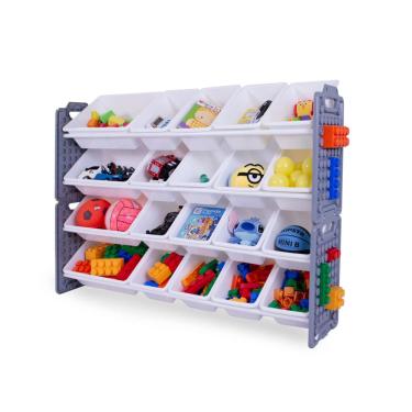 Imagem de Organizador de brinquedos UniPlay com 20 caixas de armazenamento removíveis cinza