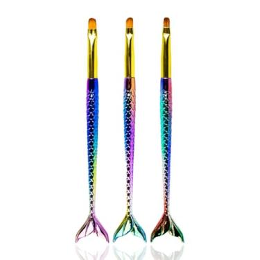 Imagem de Kit 3 Pincéis Sereia Língua de Gato Unha Gel Fibra Nail Art