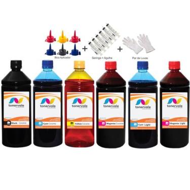 Imagem de Kit 6 Tinta Para Epson RX500 T048120 a 486 CMYK 1 Litro Linha Platinum