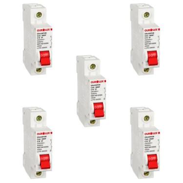 Imagem de 5 Disjuntor Unipolar Ourolux Curva C 16a