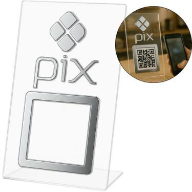 Imagem de Placa Qr Code Pix Pagamento Balcão Display Plaquinha Mesa Bar Quiosque