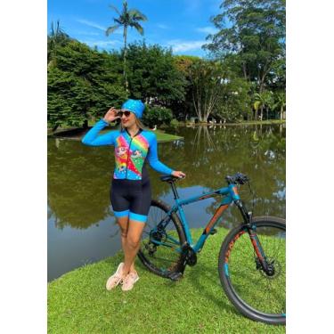 Imagem de Macaquinho Ciclismo Feminino Manga Longa Lindinha 0271 - Preta Zilli, 