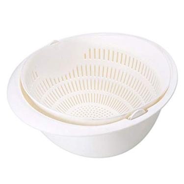 Imagem de Cesta de drenagem de cozinha tigela de arroz cestas de escorredor de lavagem de cozinha coador de macarrão legumes frutas cesta de armazenamento de drenagem dupla (cor: A) (B)