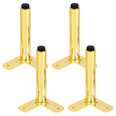 Imagem de LUOFDCLDDD Pernas de móveis, pés de sofá ajustáveis em metal, altura ajustável 1 cm/0,4 pol, adequado para armário de mesa de TV, sofás camas, tapete de borracha prático, 4 peças/12 cm/4,7 pol