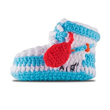 Imagem de Diaper Book Club Tênis de bebê de crochê Hypebeast para cabeças de tênis infantis, botas macias para meninos e meninas, moda infantil de grife, respirável e confortável, Air - azul, 3-6 Meses