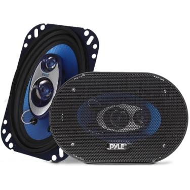 Imagem de Pyle Sistema de alto-falante de som de três vias de 10 x 15 cm - Áudio triaxial alto de alcance intermediário profissional 240 watts por par com impedância de 4 ohms e Tweeter piezo de 3/4" para componentes automotivos estéreo PL463BL