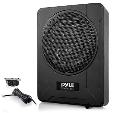 Imagem de Pyle Sistema de subwoofer amplificado de perfil baixo de 20,24 cm - Subwoofer de áudio automotivo compacto fechado de 600 watts com amplificador embutido, subwoofer de carro alimentado com entradas de baixo e alto nível PLBX8A, preto
