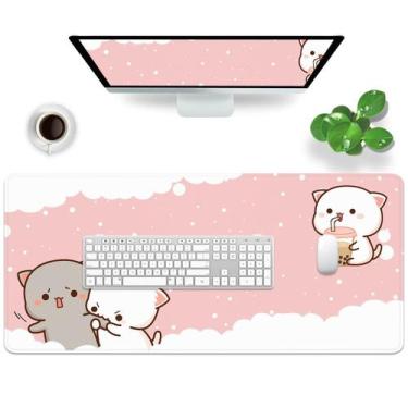 Imagem de Mouse Pad para jogos Amrgik Pink Cat Desk Pad XXL 90x40x0,3cm