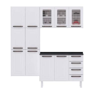 Imagem de Cozinha Compacta Colomarq Titanium Com 11 Portas, 4 Gavetas E 7 Prateleiras Branco