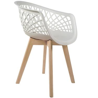 Imagem de Cadeira De Jantar Madri Com Base De Madeira E01 Branco
