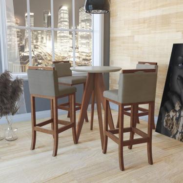 Imagem de Conjunto Bistrô 1 Mesa Com 4 Banquetas Altas Londres Ccs Interiores Pinhao/Cinza