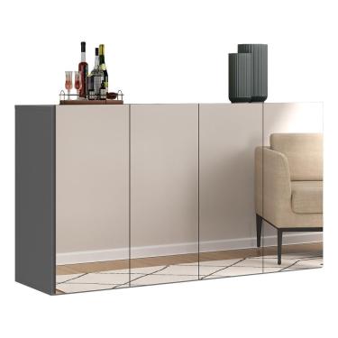 Imagem de Aparador Buffet 4 Portas Com Espelho Suspenso Vegas V3596 Grafite Grafite