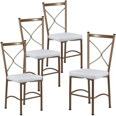Imagem de Kit 4 Cadeiras Buffet Em Alumínio Bronze Com Branco