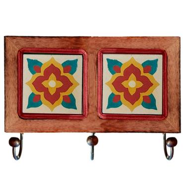 Imagem de Cabideiro De Parede Rustico Ladrilho Hidraulico Para Roupas Bolsas Chaves K1