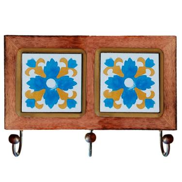 Imagem de Cabideiro De Parede Rustico Ladrilho Hidraulico Para Roupas Bolsas Chaves I1