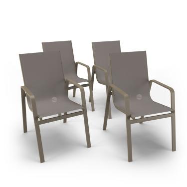 Imagem de Kit 4 Cadeiras Miami Gourmet Alumínio Fendi Tela Fendi