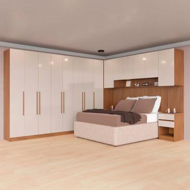 Imagem de Guarda-roupa Modulado Queen Ponte 160 Lugano 14 Portas Avelã/cappuccino