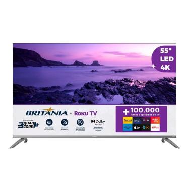 Imagem de Smart TV Dled 55 Ultra Hd Britânia 4k BTV55G7PR2CGB Roku TV Prata Bivolt