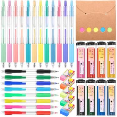 Imagem de Faccito Conjunto de 35 peças de lapiseira colorida e caneta colorida, inclui canetas de tinta coloridas, refil de lápis, borrachas, notas adesivas, materiais de papelaria para escrever, desenhar e
