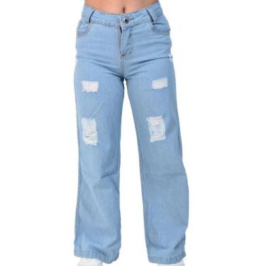 Imagem de Calça pantalona wide leg infantil juvenil meninas roupa jeans infantil