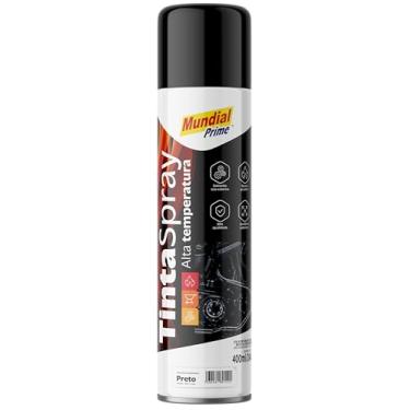 Imagem de Tinta Spray Alta Temperatura 400ml, MUNDIAL PRIME, Preto Fosco, AE01000100