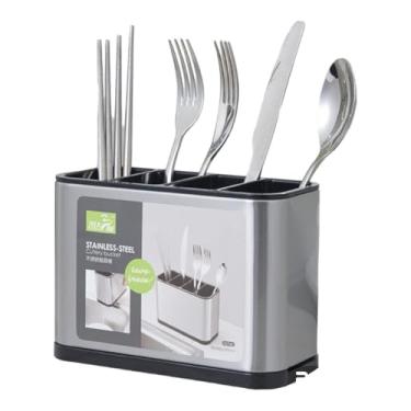 Imagem de Escorredor Porta Talheres Inox para Pia c/ 4 divisorias organizador de utensilios