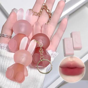 Imagem de Pakivs Conjunto De 3 Batons Líquidos Foscos, Brilho Labial Coelho Fofo, 2 Em 1, Chaveiro, À Prova D'Água, Copo Antiaderente, Argila Longa Duração, Maquiagem Fofa Para Meninas