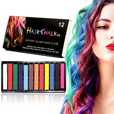 Imagem de LAWOHO Giz De Cabelo Temporário Lavável, Cor Para Crianças, Adolescentes, Festas Cosplay Halloween, 12 Cores Brilhantes, Pente Tintura, Presente Aniversário, Natal, Meninas E Meninos